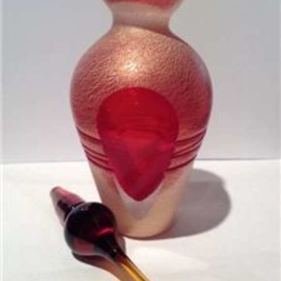 Mouth Blown Red Fire Perfume Bottle J75 NEW - Picture 3 of 8